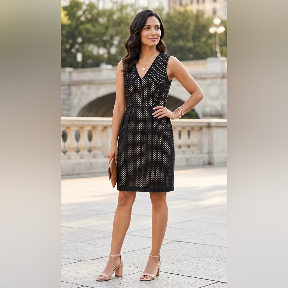 H&M Black and White Patterned Midi Dress